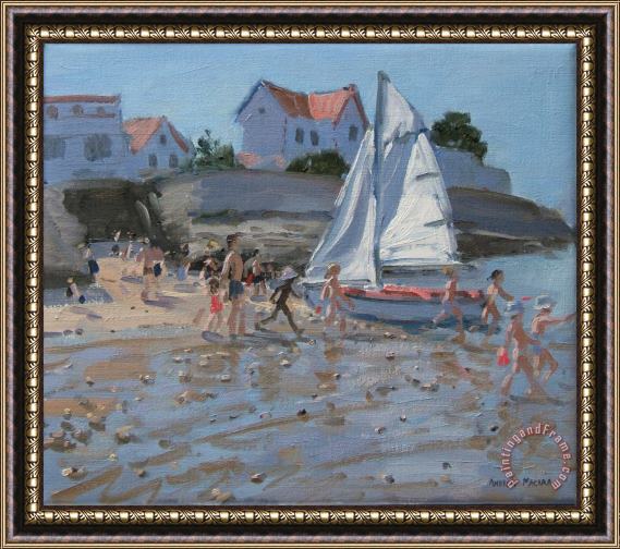 Andrew Macara White sailboat Framed Painting