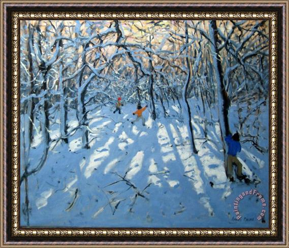 Andrew Macara Winter woodland near Newhaven Derbyshire Framed Painting