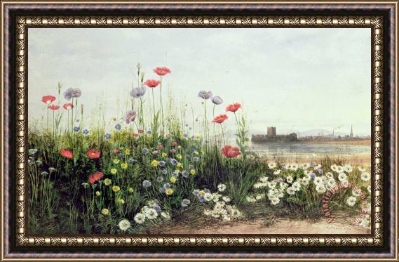 Andrew Nicholl Bank of Summer Flowers Framed Painting