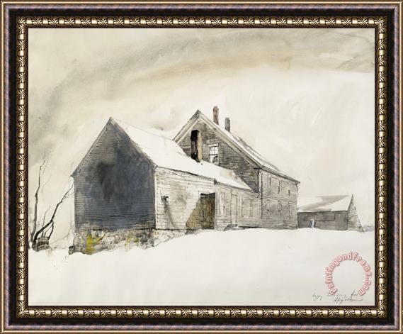 andrew wyeth Olsons in The Snow, 1975 Framed Print
