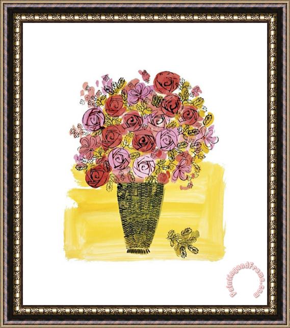 Andy Warhol Basket of Flowers C 1958 Framed Painting