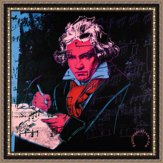 Andy Warhol Beethoven C 1987 Red Face Framed Painting