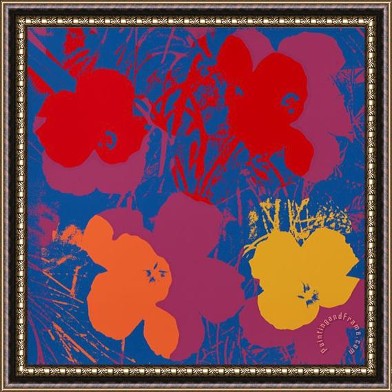 Andy Warhol Blumen 66 Gelb Orange Rot Framed Painting