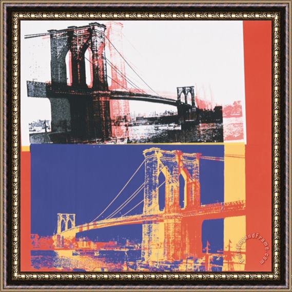 Andy Warhol Brooklyn Bridge C 1983 Black Bridge White Background Framed Print