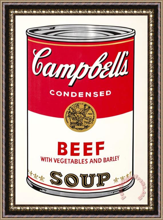 Andy Warhol Campbell S Soup Beef Vegetables Framed Painting