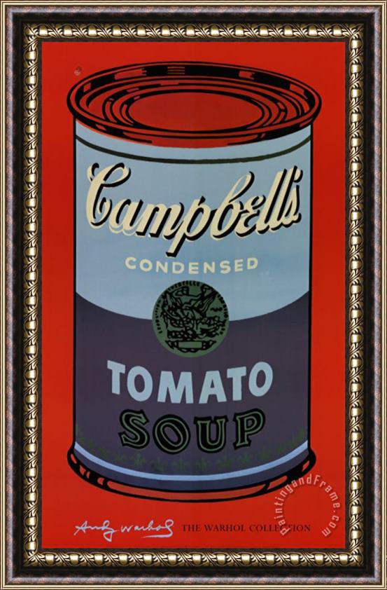 Andy Warhol Campbell S Soup Can 1965 Blue And Purple Framed Print