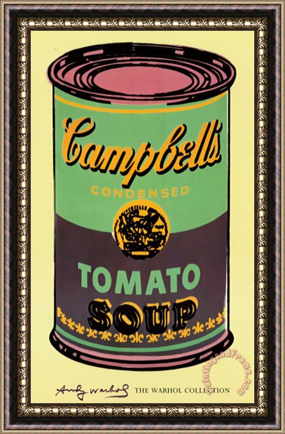 Andy Warhol Campbell S Soup Can 1965 Green And Purple Framed Painting