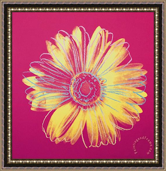 Andy Warhol Daisy C 1982 Fuschia And Yellow Framed Painting