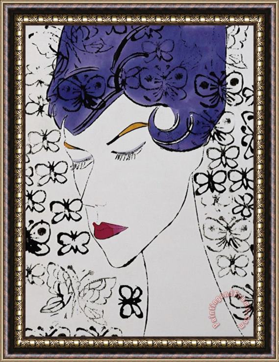 Andy Warhol Female Head with Stamps C 1959 Framed Print