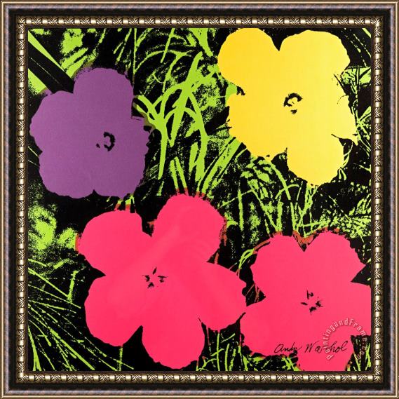 Andy Warhol Flowers 1970 Framed Painting