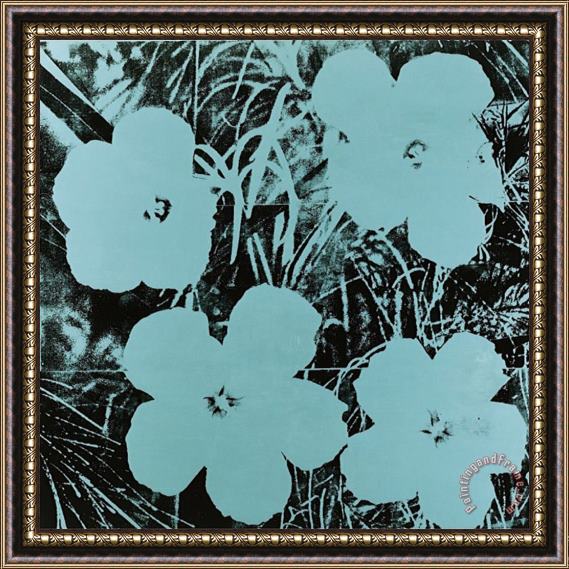 Andy Warhol Flowers C 1967 Blue Framed Print
