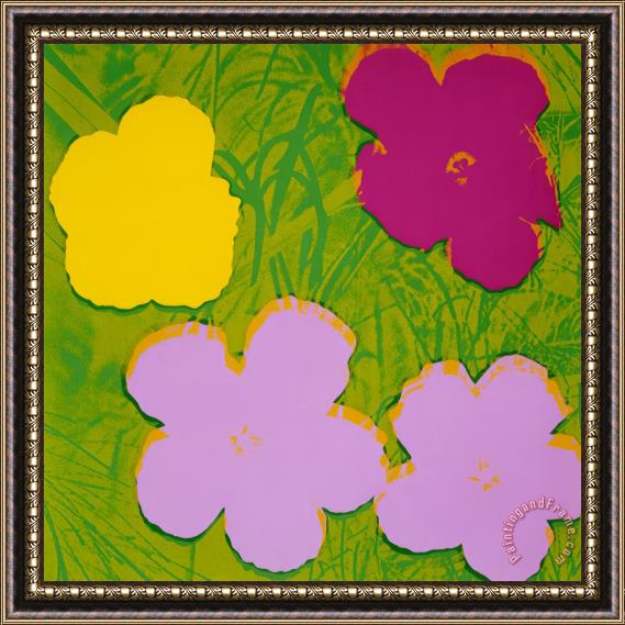Andy Warhol Flowers C 1970 Yellow Lilac Purple Framed Print