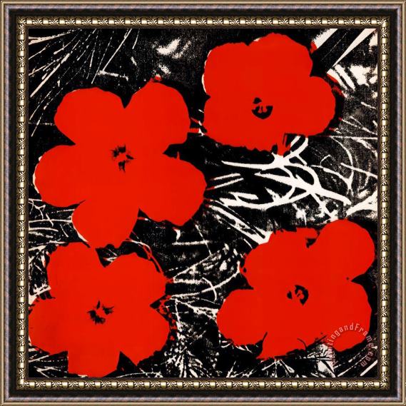 Andy Warhol Flowers Red 1964 Framed Painting