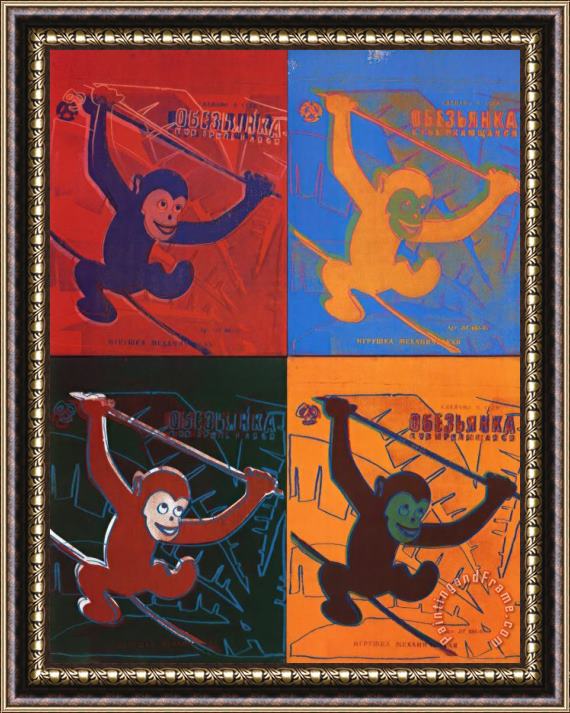 Andy Warhol Four Monkeys Lg Framed Painting