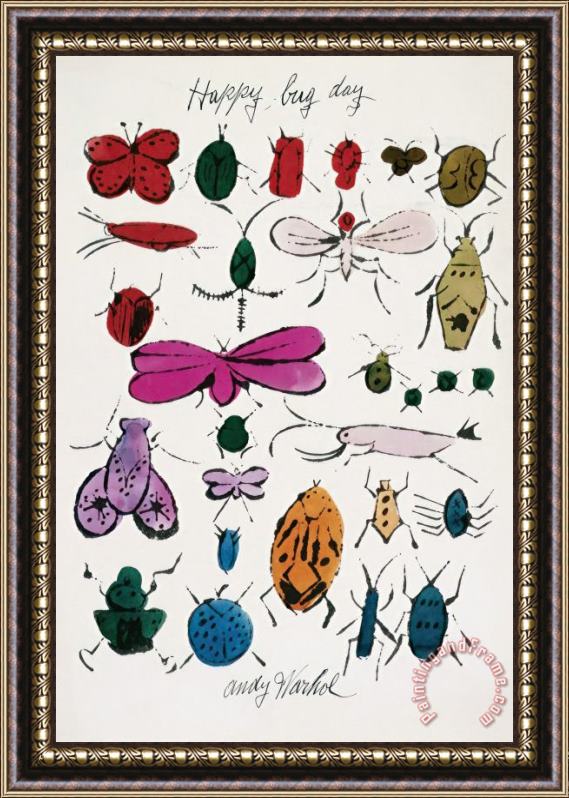 Andy Warhol Happy Bug Day C 1954 Framed Painting