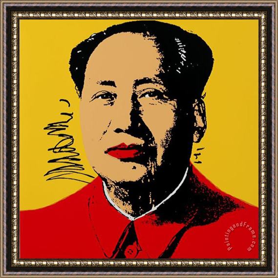 Andy Warhol Mao Tse Tung Kopf Beige Rot Framed Print
