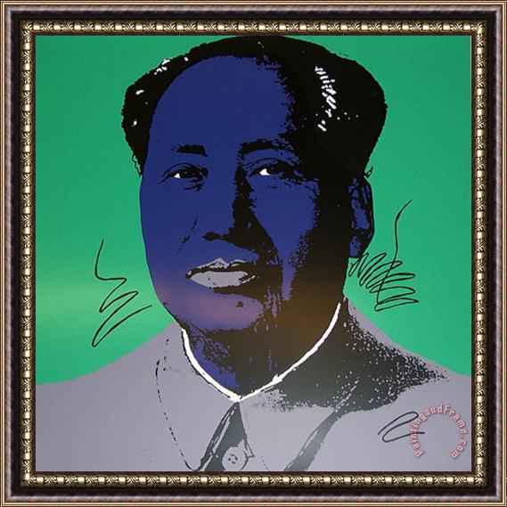 Andy Warhol Mao Tse Tung Kopf Blau Lila Framed Print