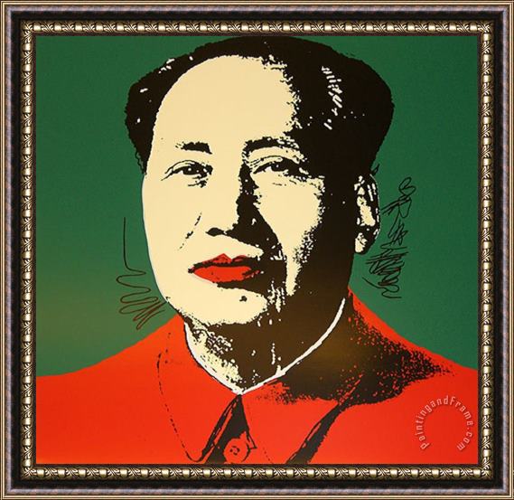 Andy Warhol Mao Tse Tung Kopf Gelb Rot Framed Painting