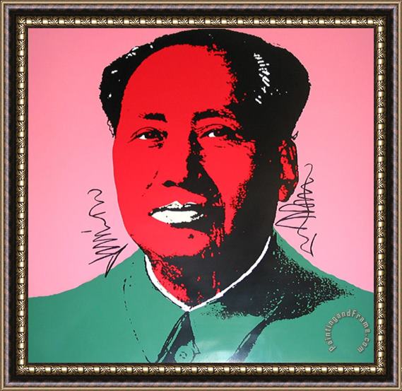 Andy Warhol Mao Tse Tung Kopf Rot Gruen Framed Print