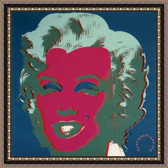 Andy Warhol Marilyn C 1967 on Peacock Blue Red Face Framed Painting