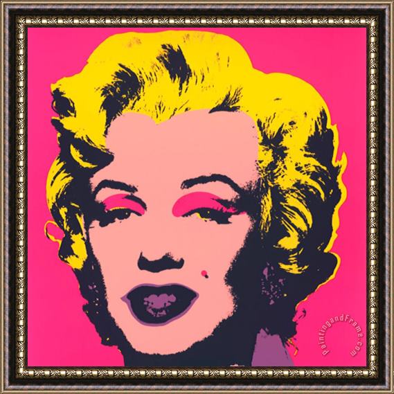 Andy Warhol Marilyn Kopf Beige Schwarz Gelb Framed Print