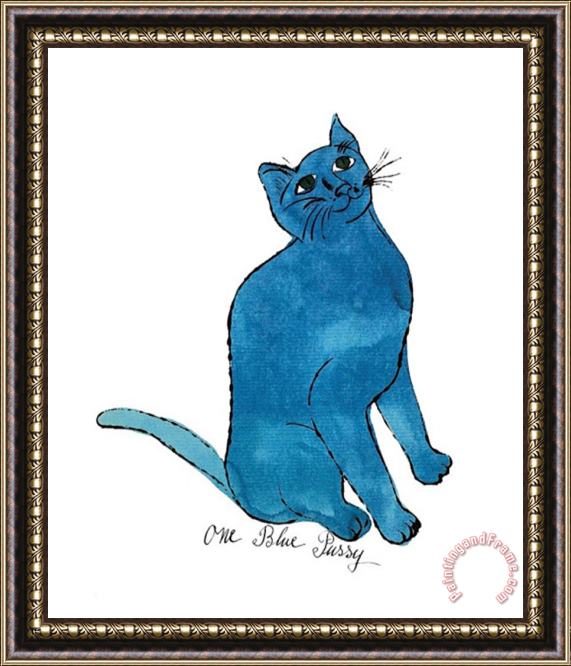 Andy Warhol One Blue Pussy C 1954 Framed Painting