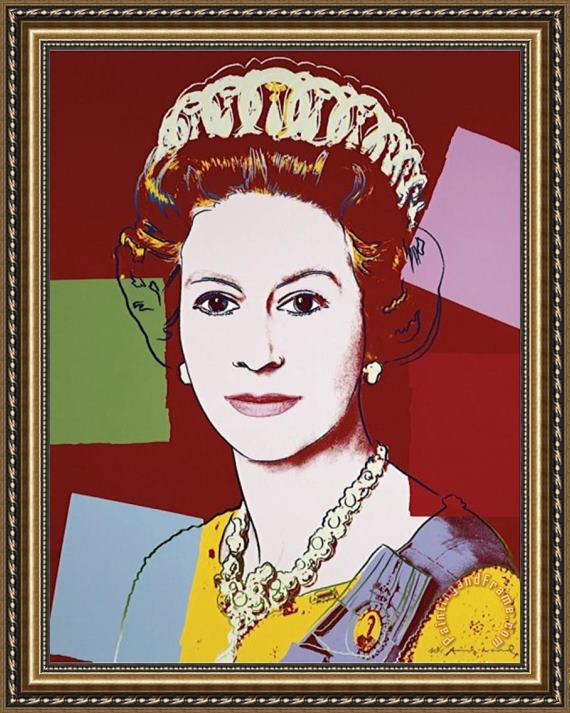 Download Andy Warhol Reigning Queens Queen Elizabeth II of The United Kingdom C 1985 Dark Outline Framed ...