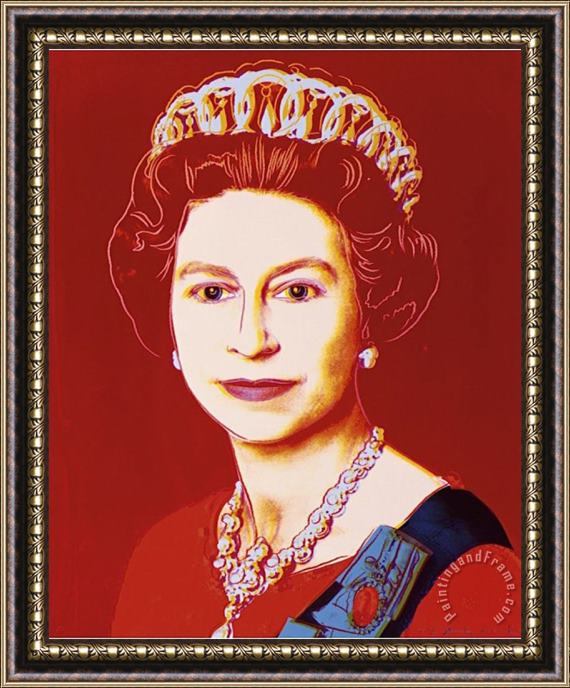 Andy Warhol Reigning Queens Queen Elizabeth II of The United Kingdom C 1985 Light Outline Framed Print