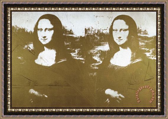 Andy Warhol Two Golden Mona Lisas Framed Painting