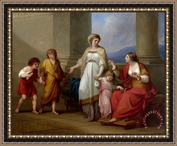 Angelica Kauffmann Cornelia, Mother of The Gracchi, Pointing to Her Children As Her Treasures Framed Painting