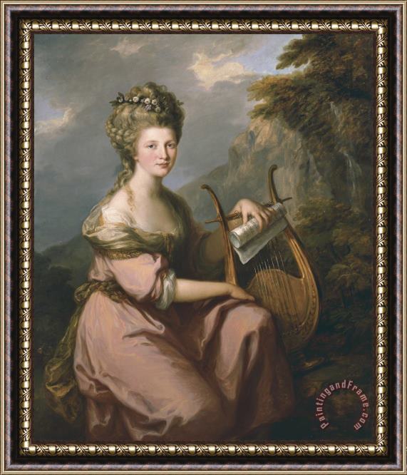 Angelica Kauffmann Portrait of Sarah Harrop (mrs. Bates) As a Muse Framed Painting