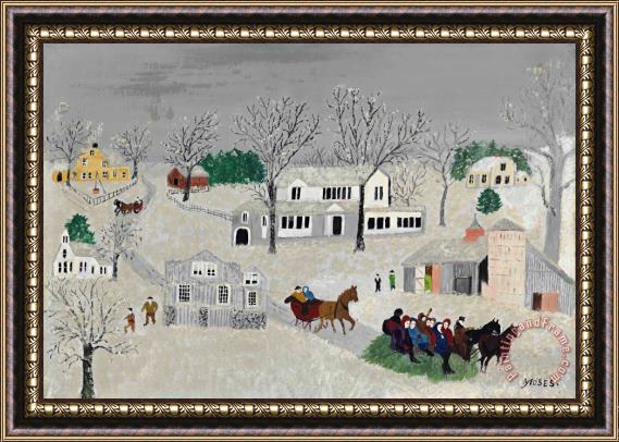 Anna Mary Robertson (grandma) Moses A Gay Time, March 27, 1953 Framed Painting