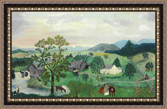 Anna Mary Robertson (grandma) Moses Landscape with a Mill Framed Print