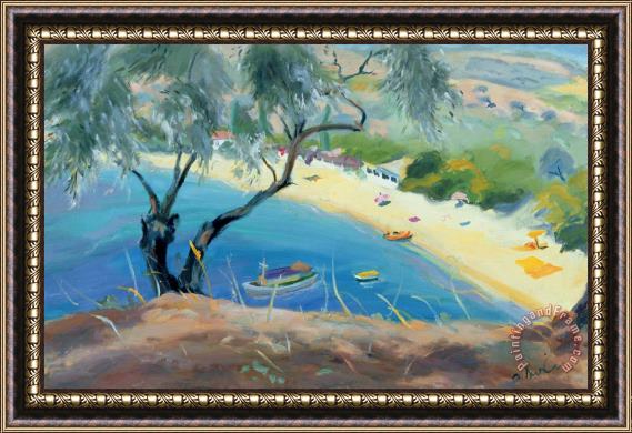 Anne Durham Achladies Bay - Skiathos - Greece Framed Painting