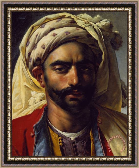 Anne Louis Girodet de Roucy-Trioson Portrait of Mustapha Framed Painting
