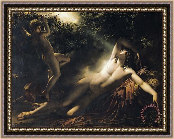 Anne Louis Girodet de RoucyTrioson The Sleep of Endymion Framed Painting