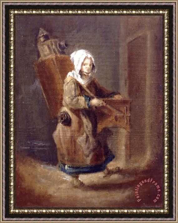 Anonymous French Artist Girl with a Magic Lantern Framed Painting
