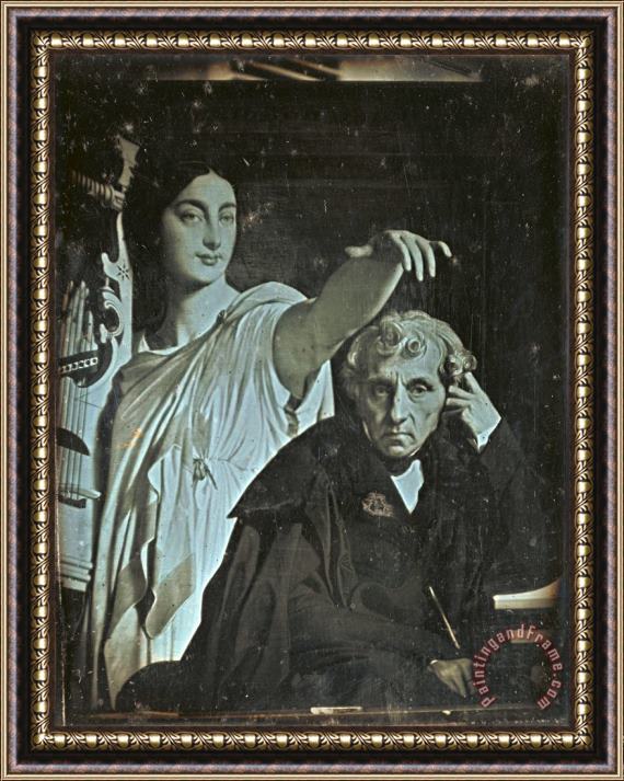 Anonymous French Artist Ingres Painting of Maria Luigi Carlo Zenobio Salvatore Cherubini And His Muse Framed Painting