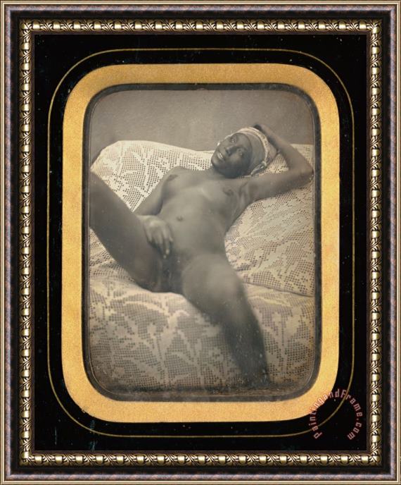 Anonymous French Artist Nude Study of a Black Female Framed Print