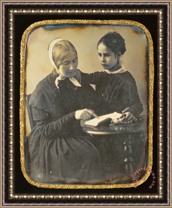 Anonymous French Artist Woman Reading to a Girl Framed Print