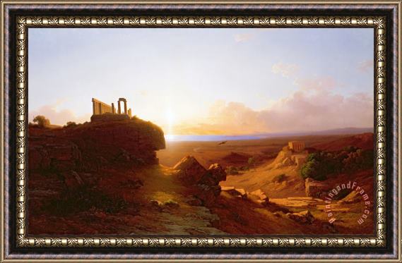 Antal Ligeti Romantic Landscape Framed Painting