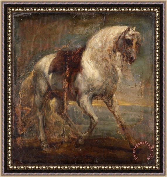 Anthonie Van Dyck A Grey Horse Framed Painting