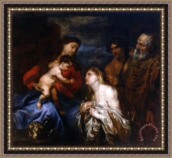 Anthonie Van Dyck La Virgen Y El Nino Con Los Pecadores Arrepentidos Framed Print