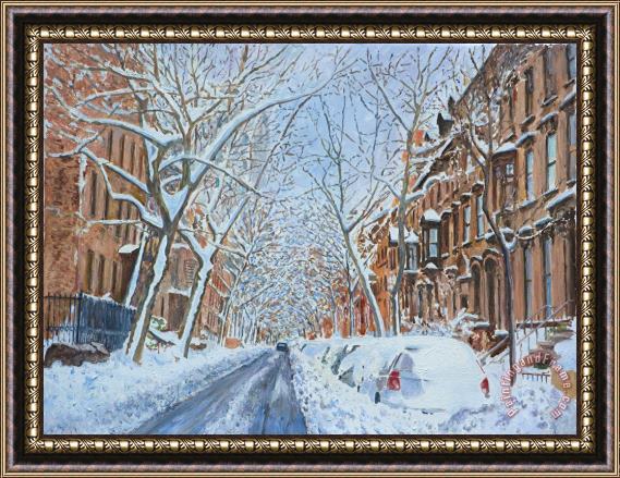 Anthony Butera Snow Remsen St. Brooklyn New York Framed Painting
