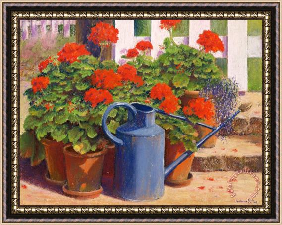 Anthony Rule The blue watering can Framed Painting