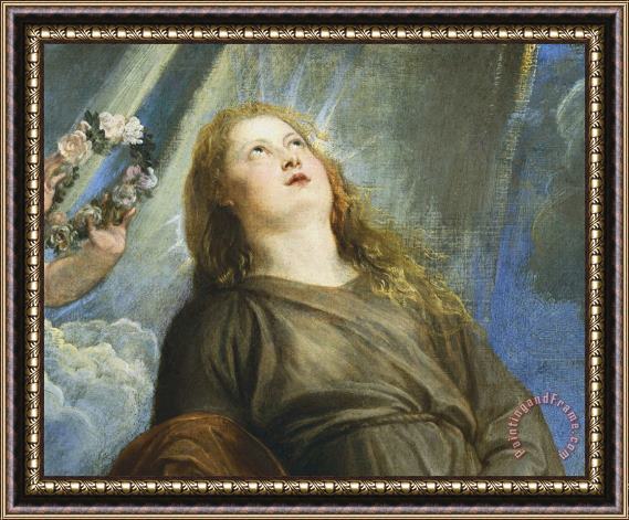 Anthony van Dyck Face of Rosalie From Saint Rosalie Interceding for The Plague Stricken of Palermo Framed Painting