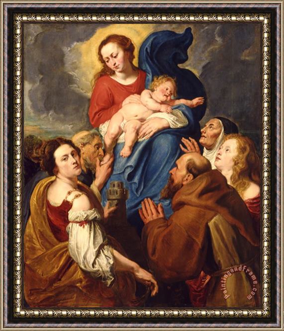 Anthony van Dyck Madonna And Child with Five Saints Framed Painting