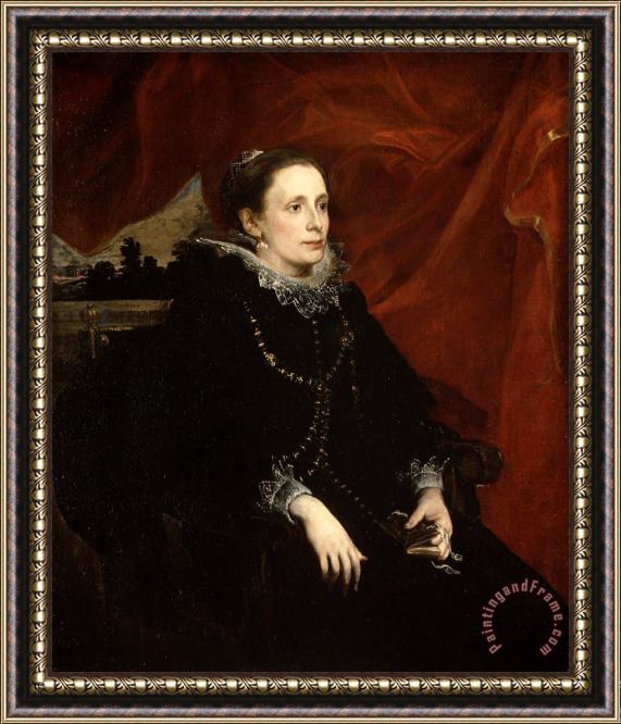 Anthony van Dyck Portrait of a Woman, Called The Marchesa Durazzo Framed Painting