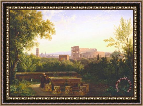 Antoine Felix Boisselier View Of The Colosseum From The Orti Farnesiani Framed Painting
