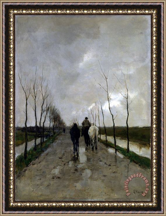 Anton Mauve A Dutch Road Framed Painting
